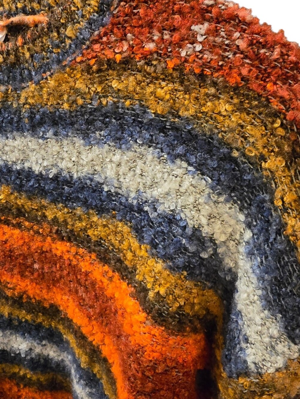 Modern Retro Multi-Color Striped Textured Knit Sweater - Picture 3 of 6